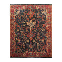 9 x 12  Navy Wine Burnt Orange Color Hand Tufted All-Over 100% Wool Arts & Crafts Oriental Rug