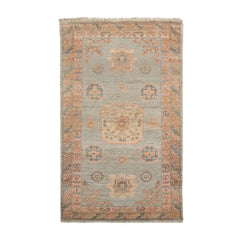 3x5 Mint, Blush, Brown Color Hand Knotted All-Over 100% Wool Traditional Oriental Rug