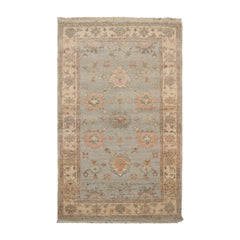 3x5 Mint, Ivory, Peach Color Hand Knotted All-Over 100% Wool Traditional Oriental Rug