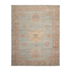 8x10 Celadon, Blush, Blue Color Hand Knotted All-Over 100% Wool Traditional Oriental Rug