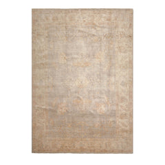 9x13 Silver Gray, Beige, Tan Color Hand Knotted All-Over 100% Wool Traditional Oriental Rug
