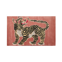 4 x 5  Blush Gold Black Color Hand Tufted All-Over 100% Wool Novelty/ Animal Oriental Rug