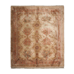 10x14 Beige, Blush, Gold Color Hand Knotted All-Over 100% Wool Traditional Oriental Rug