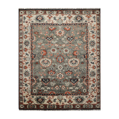 8x10 Gray, Beige, Burnt Orange Color Hand Knotted All-Over 100% Wool Traditional Oriental Rug