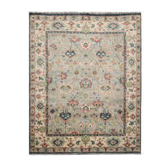 8x10 Gray, Beige, Rust Color Hand Knotted All-Over 100% Wool Traditional Oriental Rug