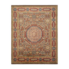 9x12 Brown, Blush, Rust Color Hand Knotted All-Over 100% Wool Traditional Oriental Rug