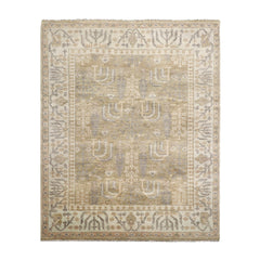 8' x10' Moss Beige Mint Color Hand Knotted All-Over 100% Wool Traditional Oriental Rug