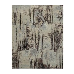 8' x10' Mint Green Neutral Color Hand Knotted All-Over Wool & Silk Modern Oriental Rug