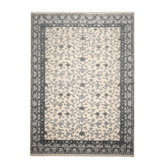 9' x12' 6'' vory Gray Charcoal Color Hand Knotted All-Over 100% Wool Traditional Oriental Rug