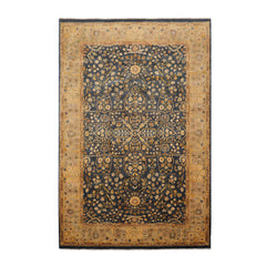 6x9 Denim Gold Brown Color Hand Knotted All-Over 100% Wool Traditional Oriental Rug