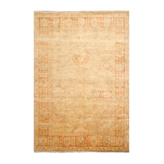 6x9 Tan, Teracotta Gold Color Hand Knotted All-Over 100% Wool Traditional Oriental Rug