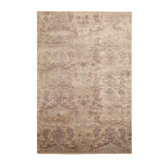 6x9 Beige, Gray, Muted Tones Color Hand Knotted All-Over 100% Wool Transitional Oriental Rug