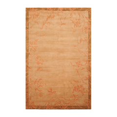 6x9 Maple, Pale Peach, Mossy Gold Color Hand Knotted All-Over 100% Wool Traditional Oriental Rug