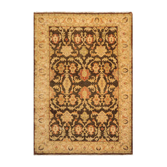 6x9 Brown, Beige, Gold Color Hand Knotted All-Over 100% Wool Traditional Oriental Rug