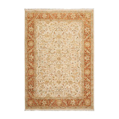 6x9 Beige, Burnt Orange Hand Knotted 100% Wool Agra Traditional Oriental Area Rug