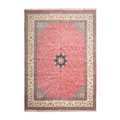 9x12 Raspberry, Ivory Hand Knotted 100% Wool Nain Traditional Oriental Area Rug