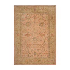 9x12 Raspberry, Pistacchio Hand Knotted Oushak 100% Wool Traditional Oriental Area Rug