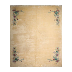 13'4" x 16'2" Ivory, Turquoise Palace Hand Knotted 100% Wool Art Deco Traditional Oriental Area Rug