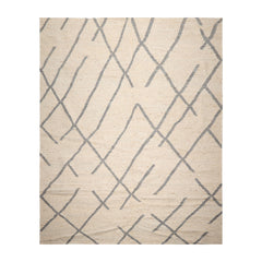 10' 6''x14' 11'' Oatmeal Beige Gray Color Hand Woven Flat Weave 100% Wool Modern & Contemporary Oriental Rug