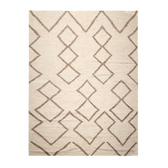 LoomBloom Beige Hand Woven 9x12 Contemporary Geometric Flatweave Wool Oriental Area Rug