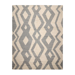 LoomBloom 9x12 Beige Hand Woven Contemporary Geometric Wool Oriental Area Rug