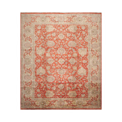 9x12 Hand Knotted 100% Wool Peshawar Traditional Oriental Area Rug Coral, Beige Color