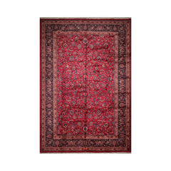 Palace Hand Knotted 100% Wool Mashad Traditional 200 KPSI Oriental Area Rug Burgundy, Midnight Blue Color