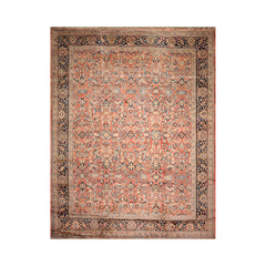 10x14 Hand Knotted 100% Wool Mahal Traditional Oriental Area Rug Salmon, Black Color