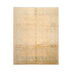 8x10 Taupe, Aqua Hand Knotted 100% Wool Peshawar Traditional Oriental Area Rug
