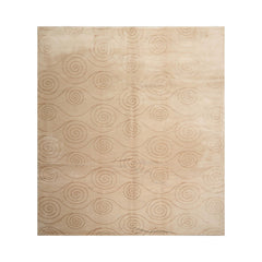8x10 Beige, Gold Hand Knotted Tibetan Wool and Silk Tufenkian Modern & Contemporary Oriental Area Rug