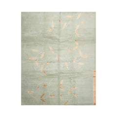 8x10 Aqua, Caramel Hand Knotted Tibetan Wool and Silk Tufenkian Modern & Contemporary Oriental Area Rug