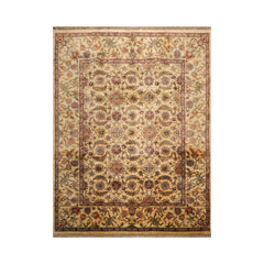 9x12 Ivory, Aqua Hand Knotted 100% Wool Agra Traditional Oriental Area Rug