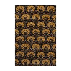 4x6 Hand Knotted Tibetan 100% Wool Art Deco Oriental Area Rug Black, Gold Color