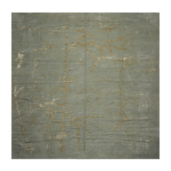 Square Hand Knotted Tibetan 100% Wool Tibetan Modern & Contemporary Oriental Area Rug Tone On Tone, Celedon Color