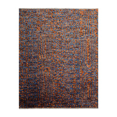 LoomBloom 8x10 Navy, Caramel Hand Knotted Oushak 100% Wool Oushak Traditional Oriental Area Rug