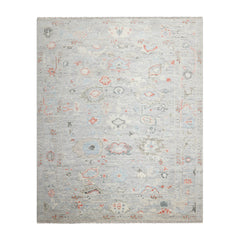 LoomBloom 8x10 Gray, Ivory Hand Knotted Oushak 100% Wool Oushak Traditional Oriental Area Rug