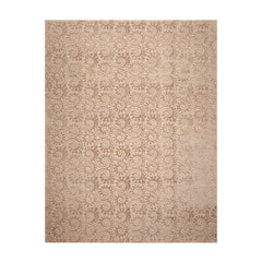 9x12 Hand Woven Wool & Silk Aubusson Savonnerie Floral Area Rug Tan