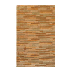 3x5 Gold Hand Knotted Tibetan Contemporary Striped Wool & Silk Oriental Area Rug