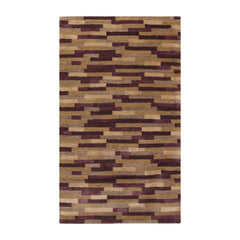 3x5 Aubergine Hand Knotted Tibetan Contemporary Striped Wool & Silk Oriental Area Rug