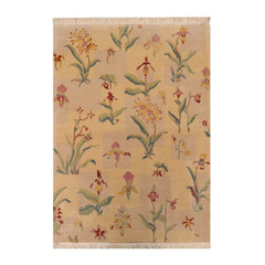 4x6 Hand Knotted Tibetan Transitional Floral Wool Oriental Area Rug