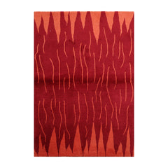 4x6 Red Hand Knotted Tibetan Modern Abstract Wool Oriental Area Rug
