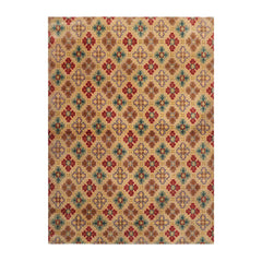 4x6 Beige Hand Knotted Tibetan Transitional All-Over Wool Oriental Area Rug