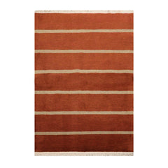 4x6 Burnt Orange Hand Knotted Tibetan Modern Striped Wool Oriental Area Rug