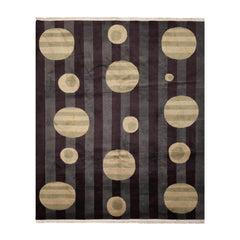 8x10 Gray Hand Knotted Art Deco Geometric Wool Oriental Area Rug