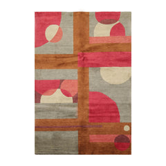 6x9 Gray Hand Knotted Tibetan Art Deco Geometric Wool Oriental Area Rug