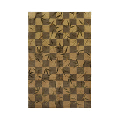 6x9 Green Hand Knotted Tibetan Transitional Floral Checked Pattern Wool Oriental Area Rug