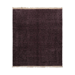8x10 Tone on Tone Aubergine Hand Knotted Tibetan Transitional Floral Wool and Silk Oriental Area Rug