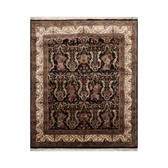 8x10 Black Hand Knotted Traditional 150 KPSI All-Over Wool Oriental Area Rug
