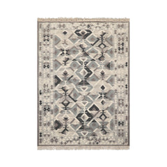 LoomBloom 5x8 Beige Hand Woven Wool Southwestern Kilim Area Rug