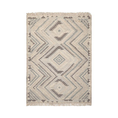 LoomBloom 5x8 Beige Handwoven Southwestern Wool Kilim